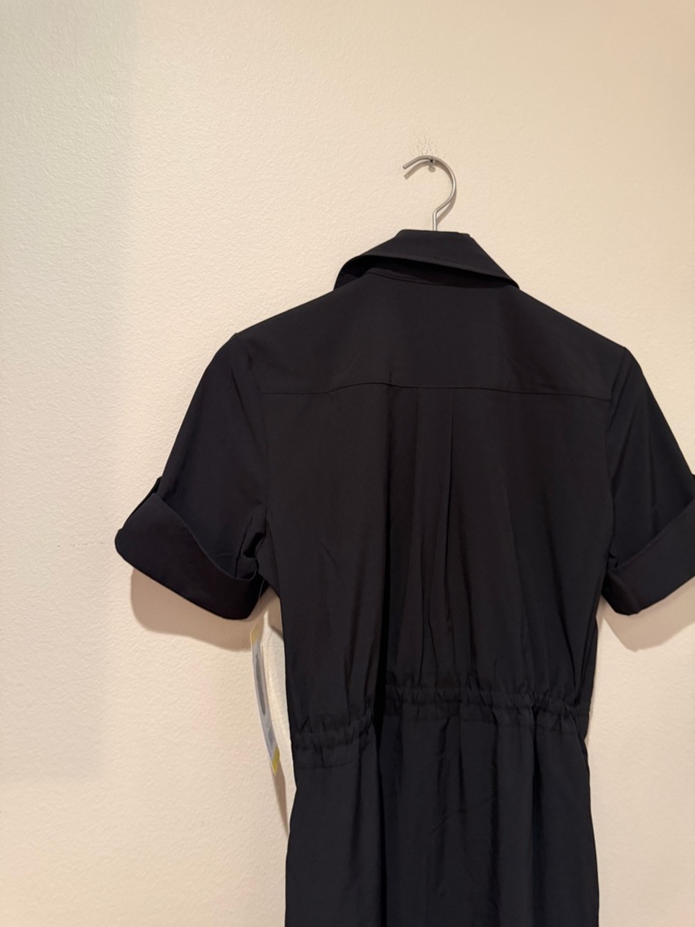 NWT Halston Heritage Black Button-Front Midi Shirt Dress - Picture 5 of 13